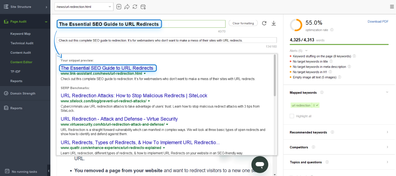 Check page title size