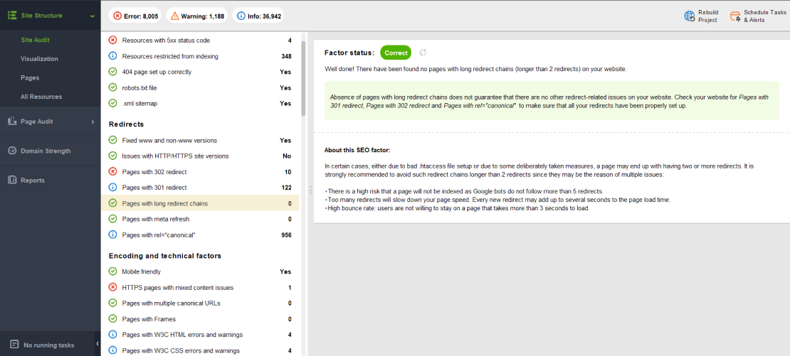 Check long redirect chains