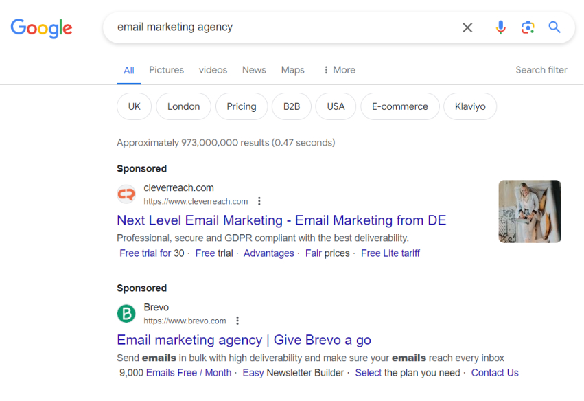 sponsored results on the SERP