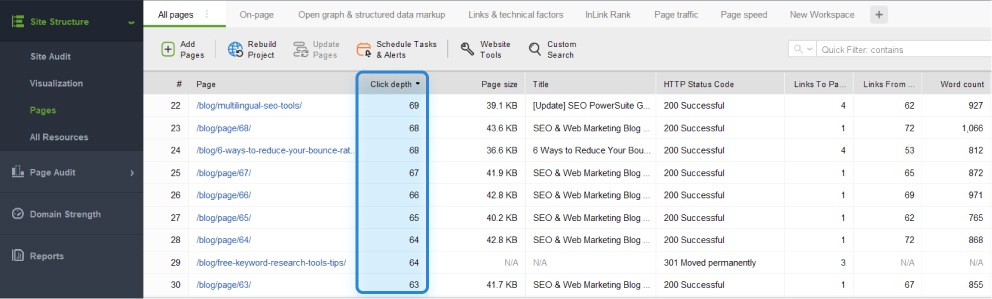 Check click depth