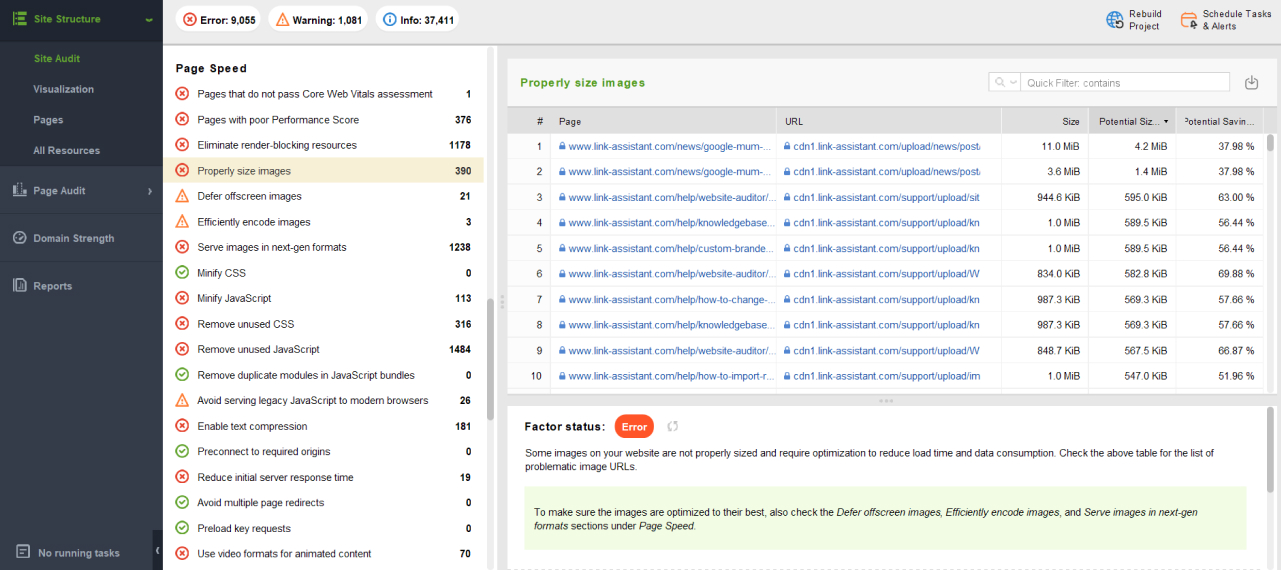 Check image size issues