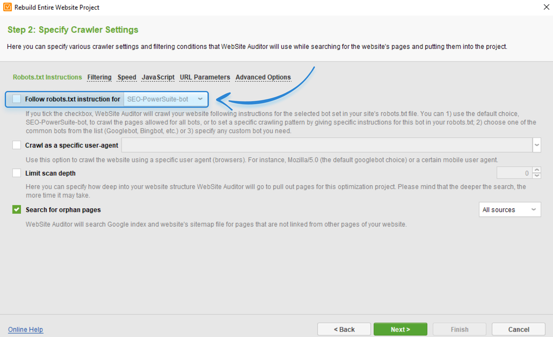 tuning crawler settings