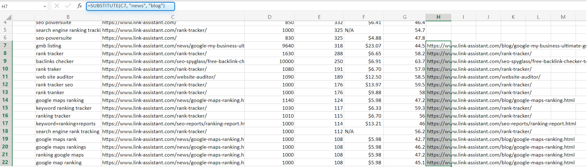dragging formula across multiple cells in Excel