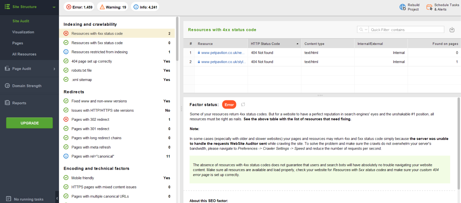 Site Audit in WebSite Auditor