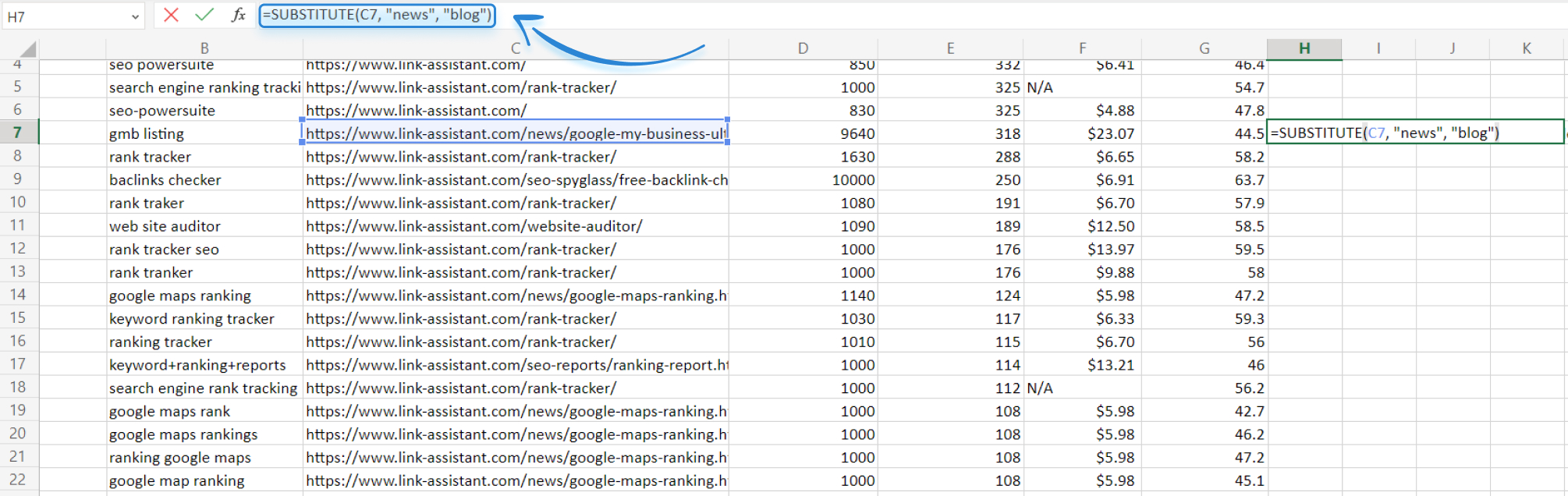 SUBSTITUTE formula in Excel 