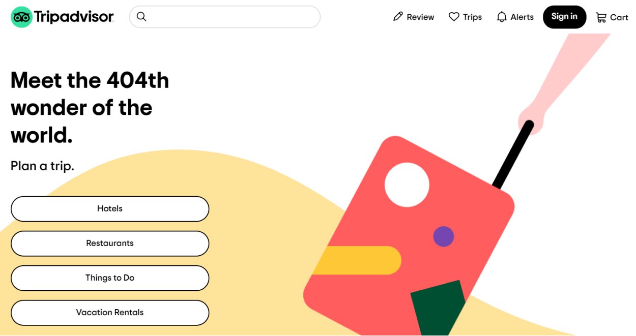 tripadvisor's 404 error page