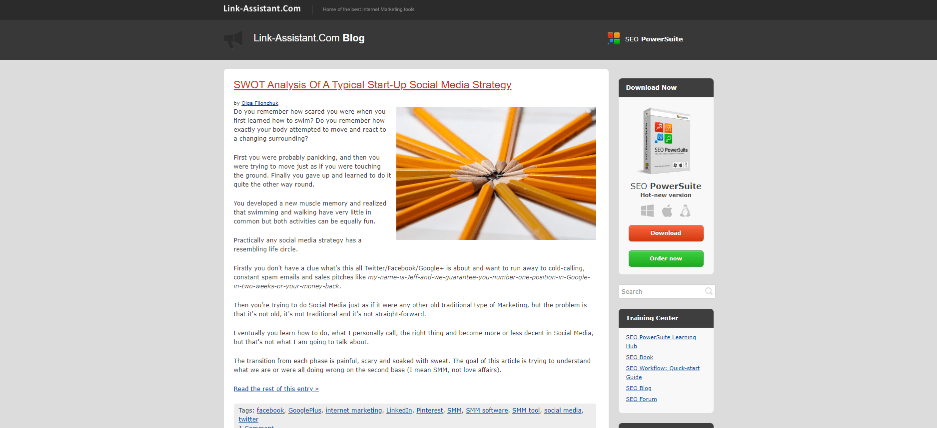 old SEO PowerSuite's blog