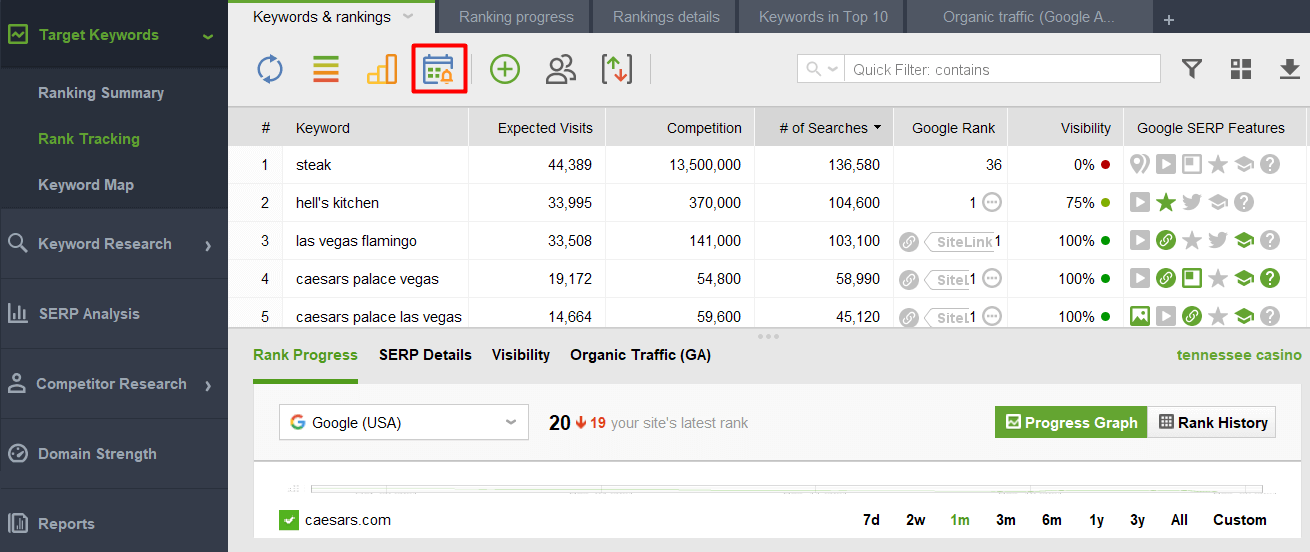 click the Schedule Tasks & Alerts icon in your workspace