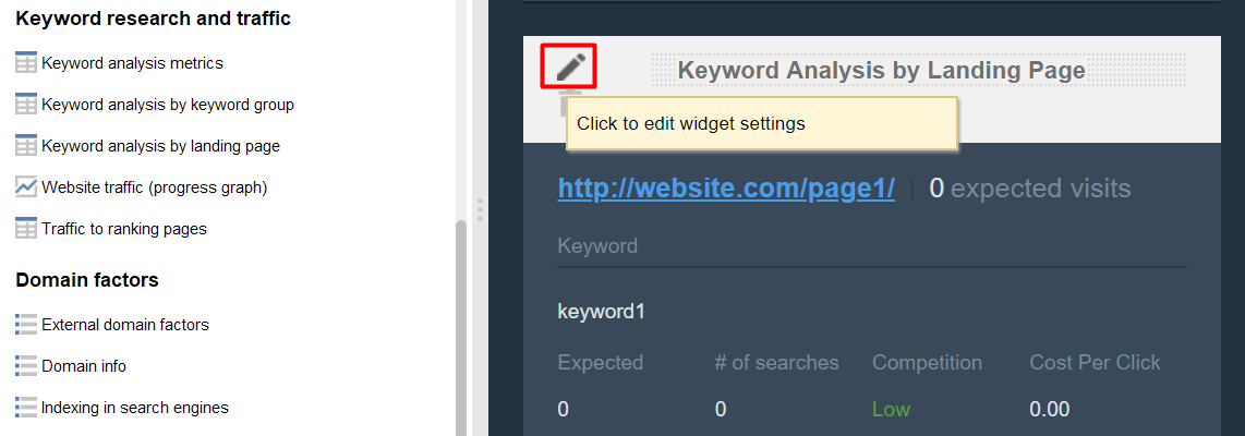 edit a widget
