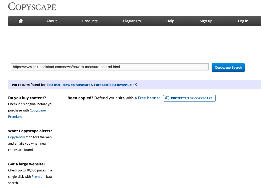 Copyscape plagiarism checker
