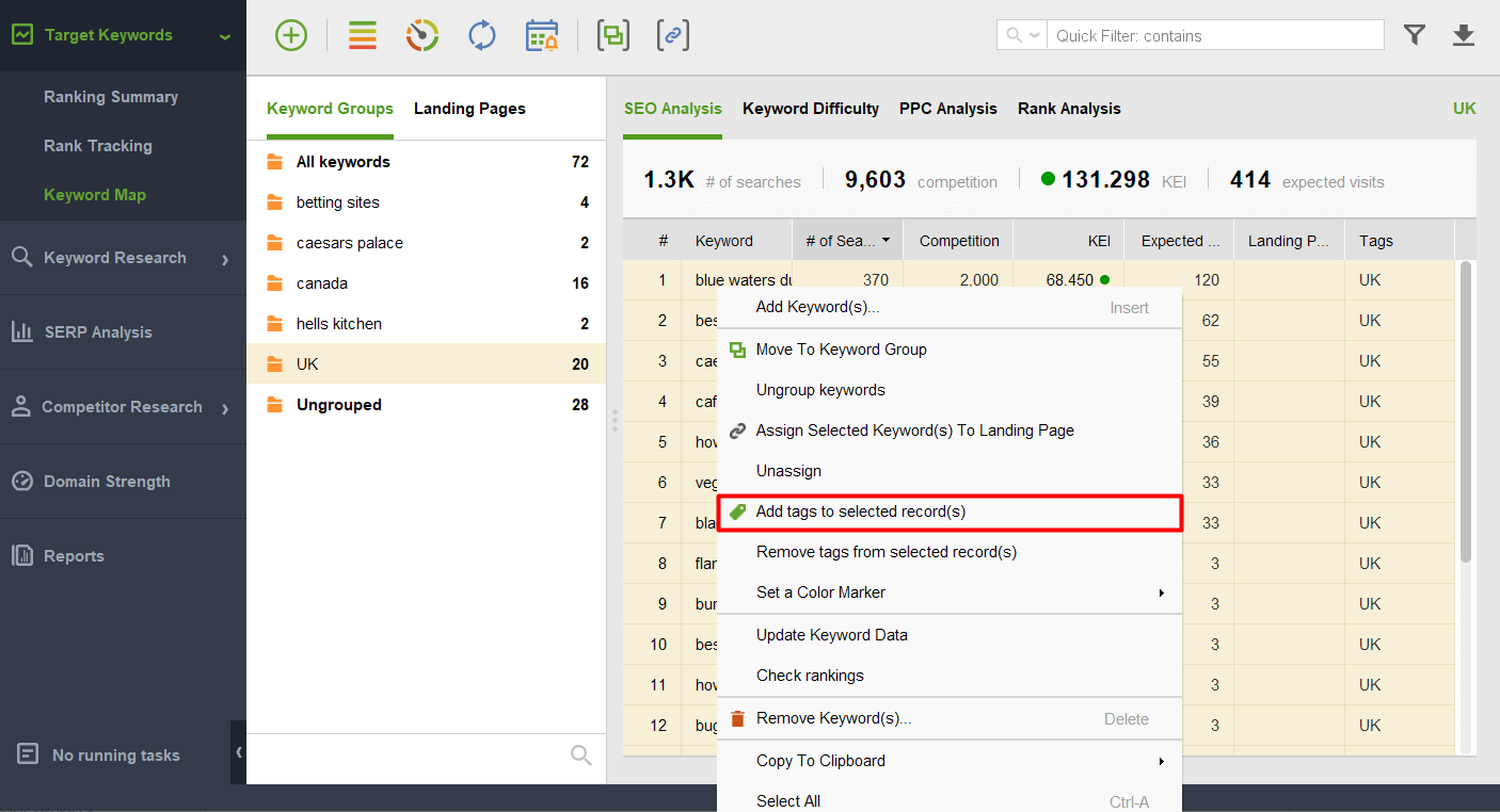 add tags to keywords