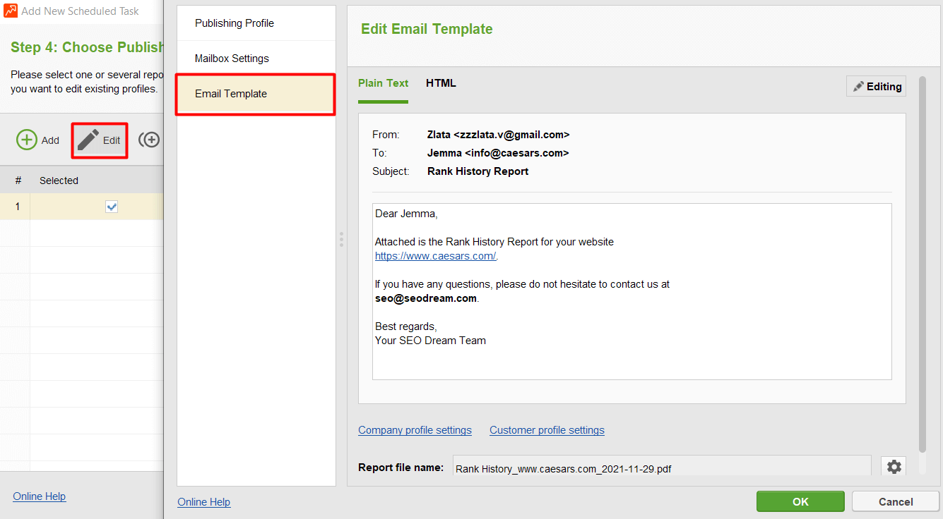 edit email template