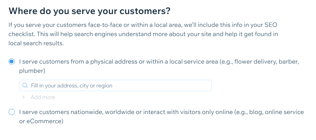 stating service area