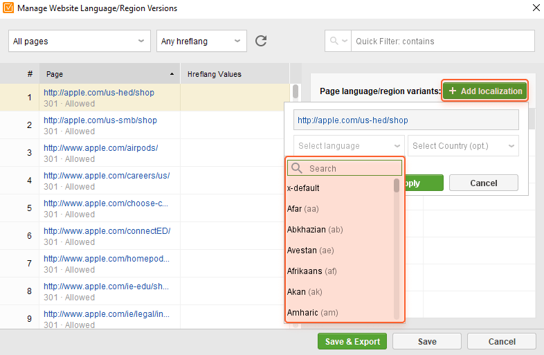 adding localized urls