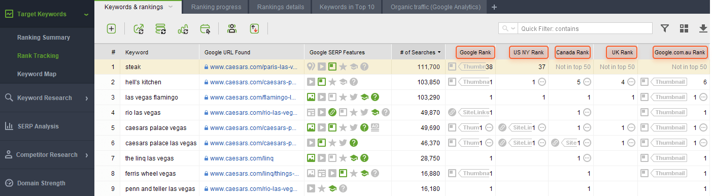 local position tracking in Rank Tracker