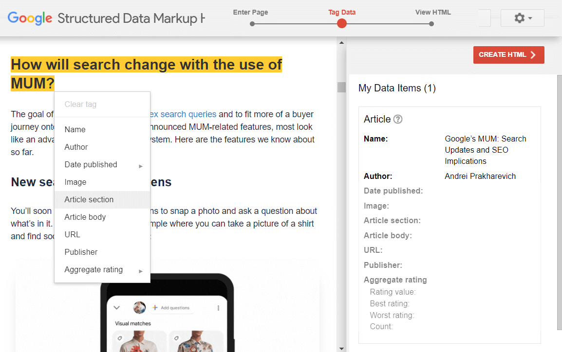 Google Structured Data Markup Helper