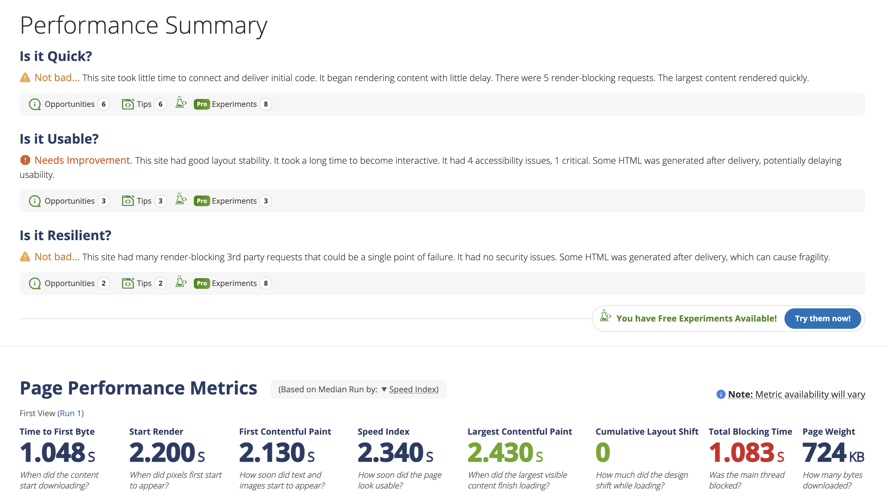 Webpage Test tool