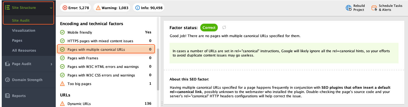 Multiple canonical URLs