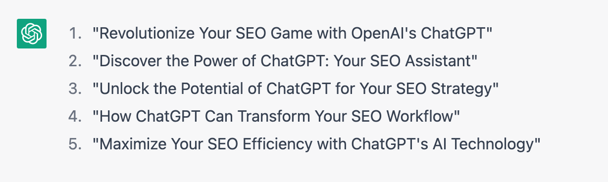 ChatGPT generates titles