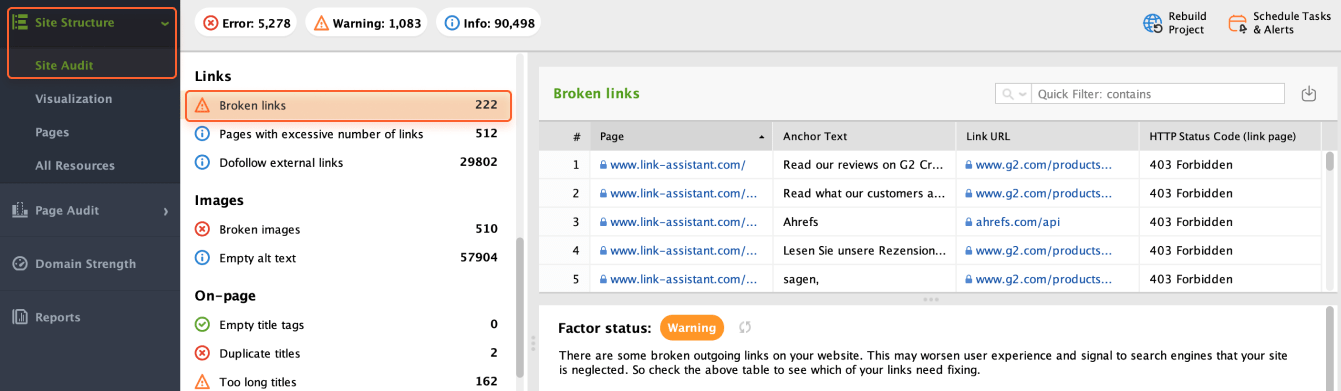 Broken links