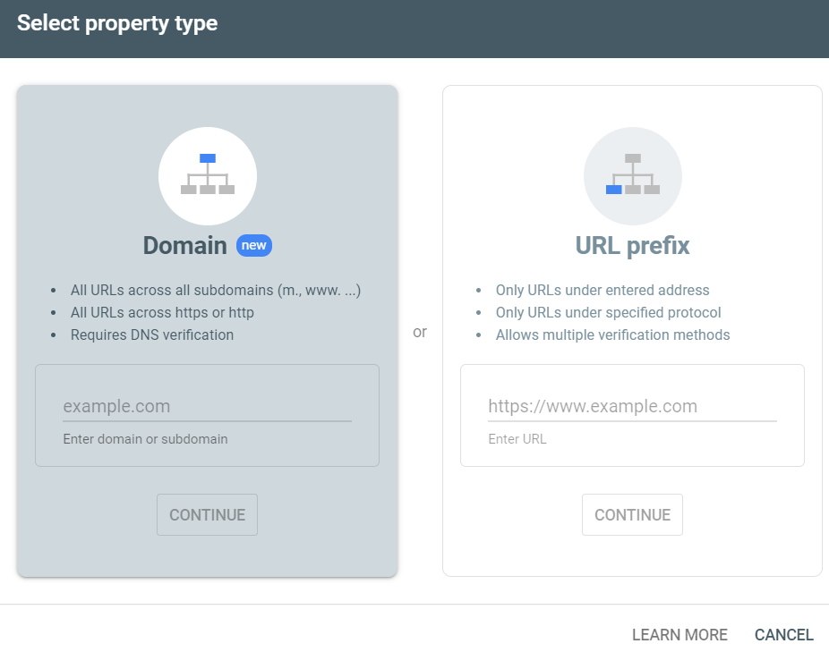 add domain to google search console
