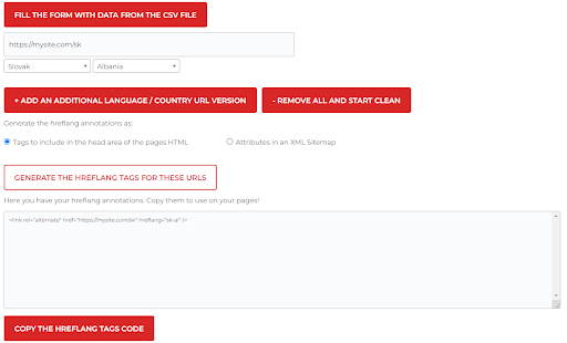 hreflang tag generator by Aleyda Solis