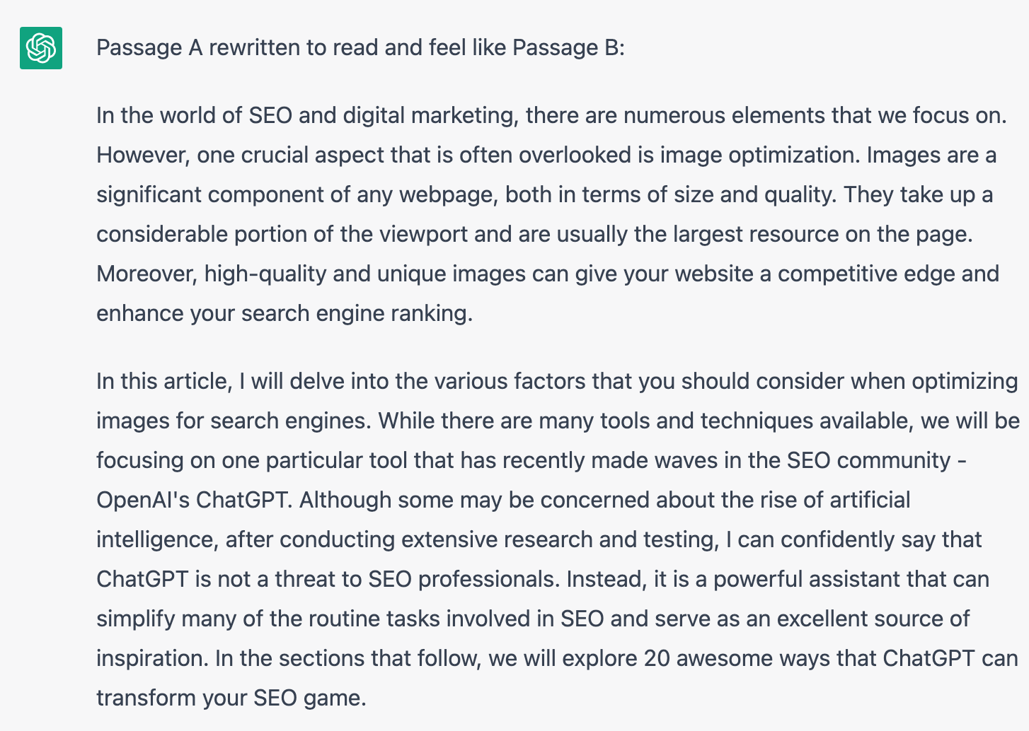 ChatGPT helps rewriting poor content