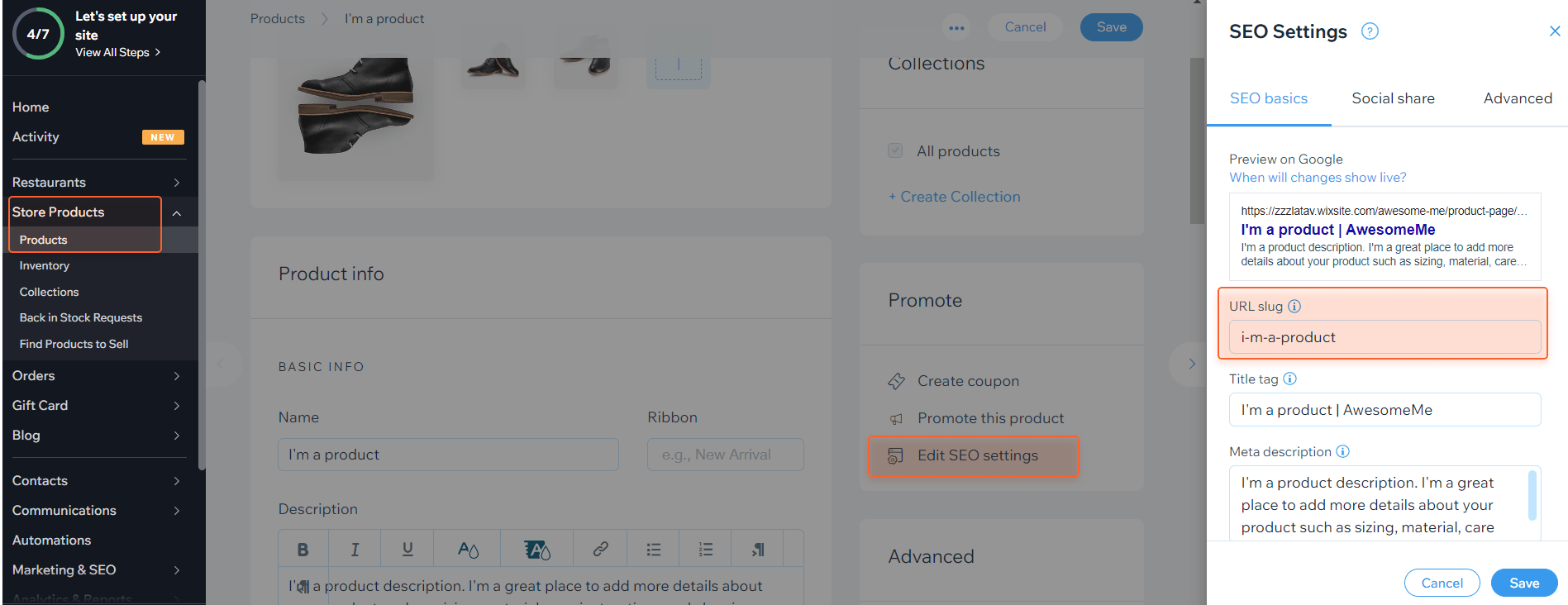 editing product slugs