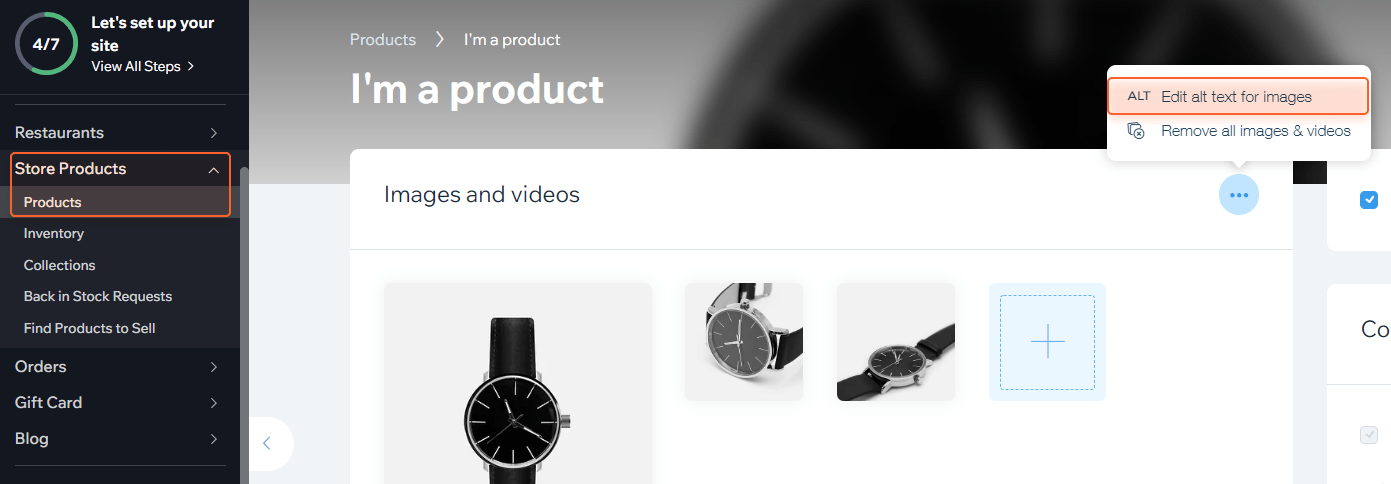 adding alt texts for products