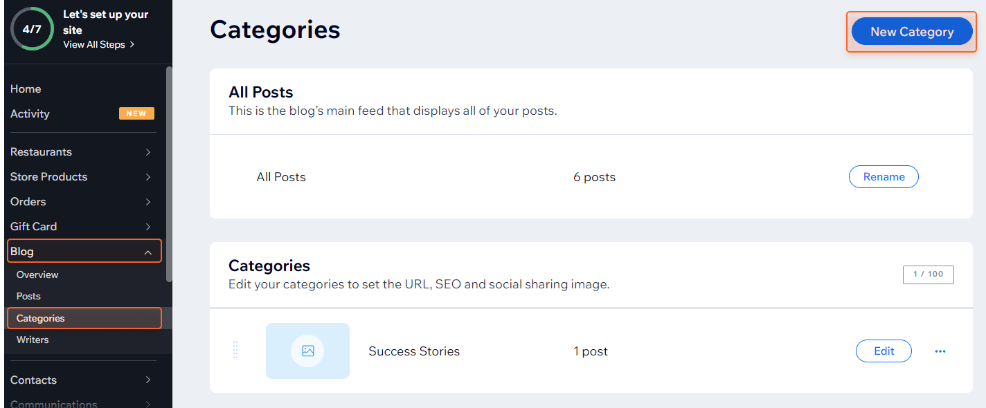 adding new blog category