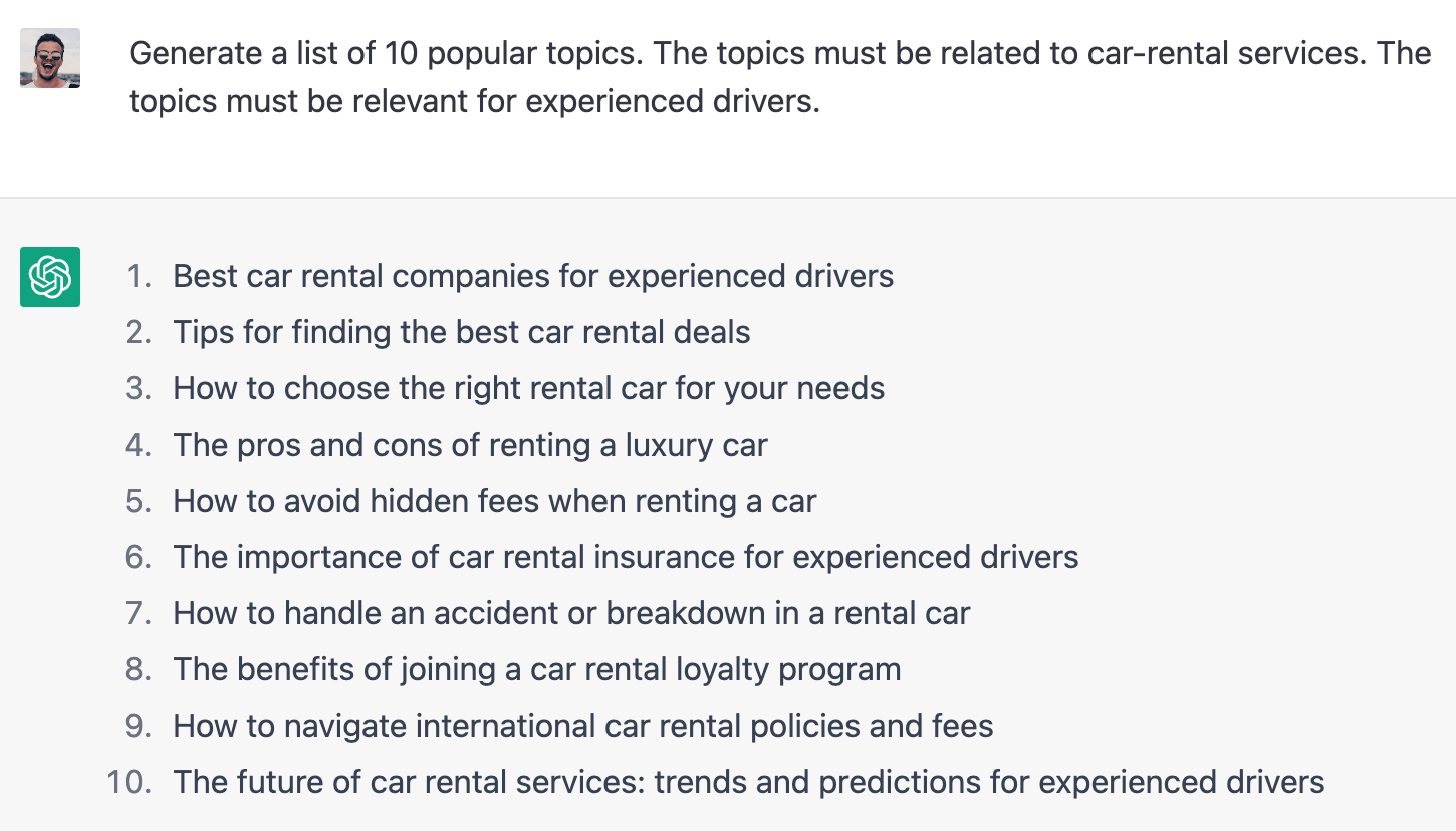 ChatGPT generates popular topics