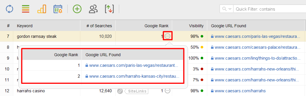 multiple positions in Rank Tracking module