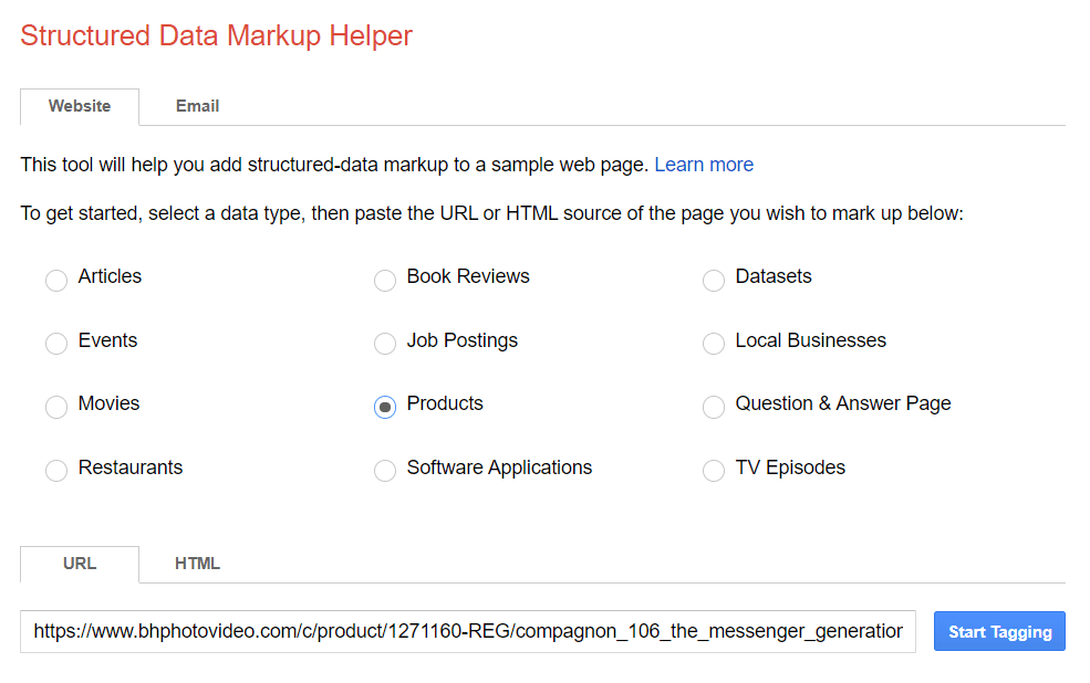 Structured Data Markup Helper