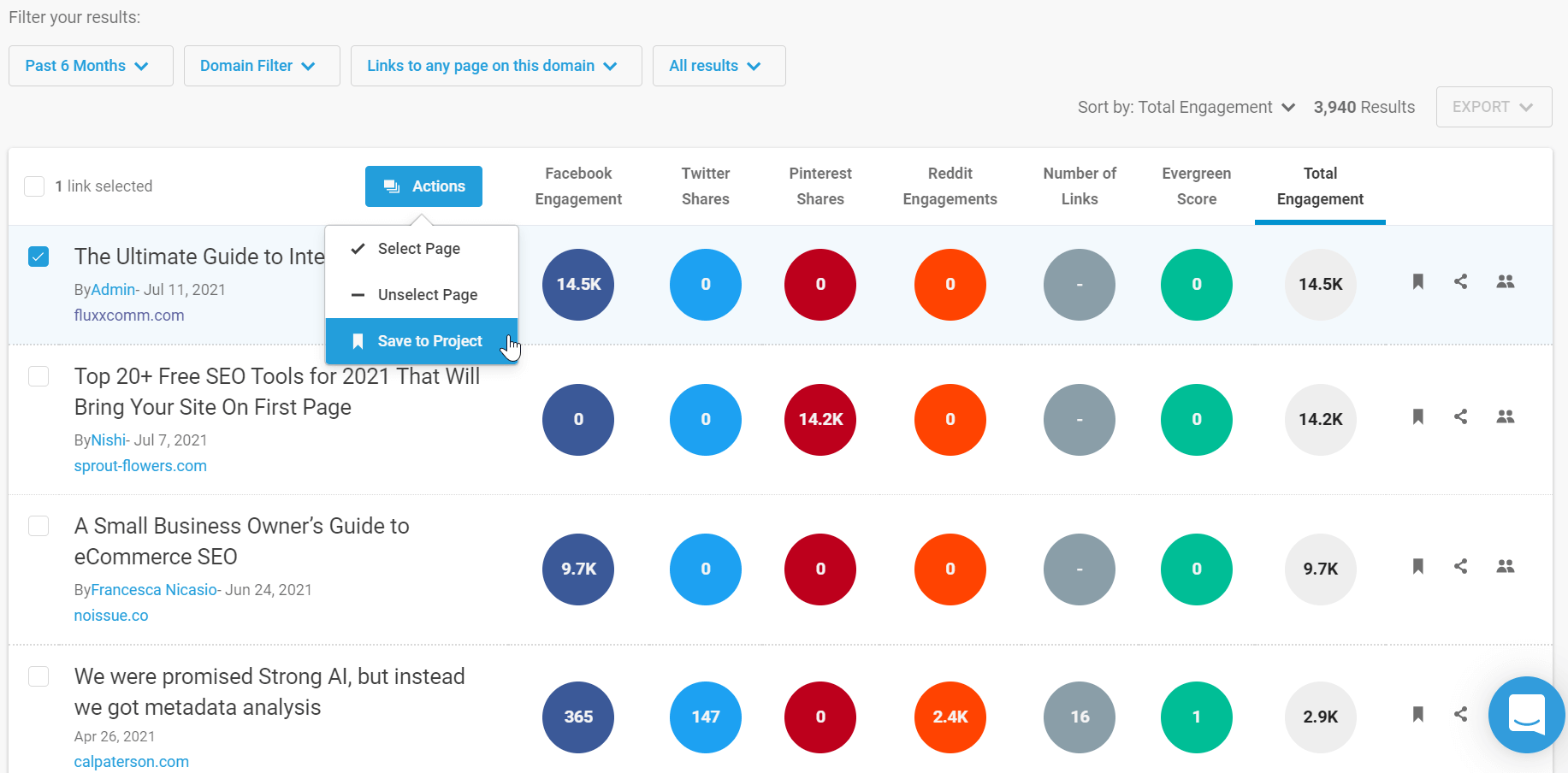 Content Explorer in Buzzsumo