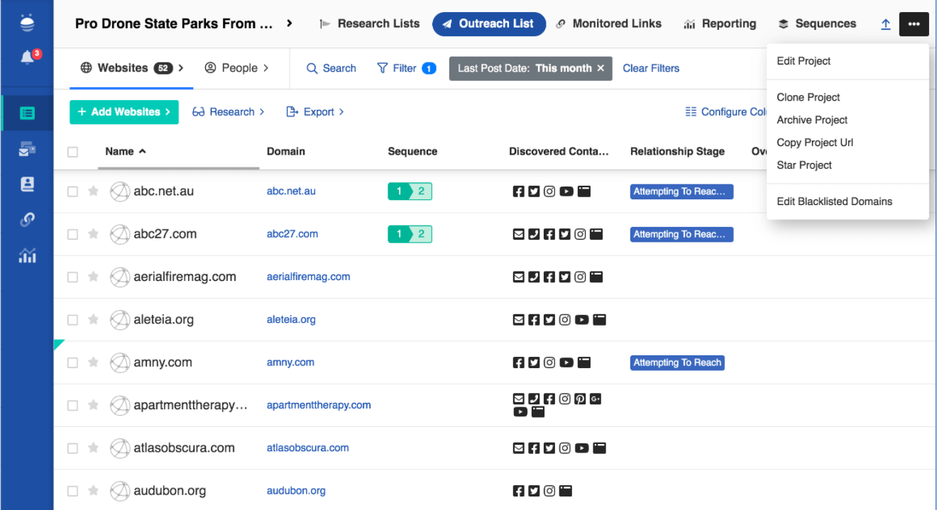 Buzzstream's outreach management