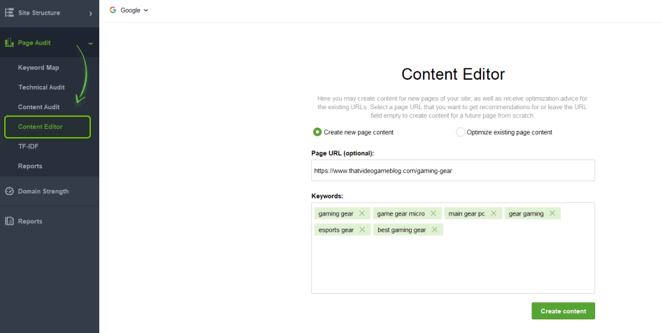 Content Editor by WebSite Auditor