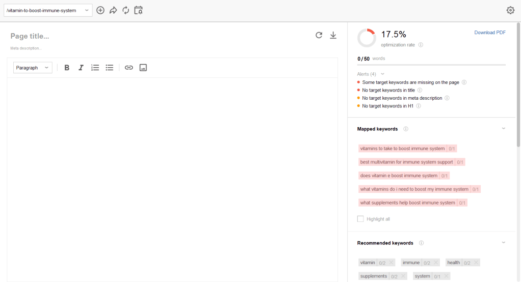 content editor workspace