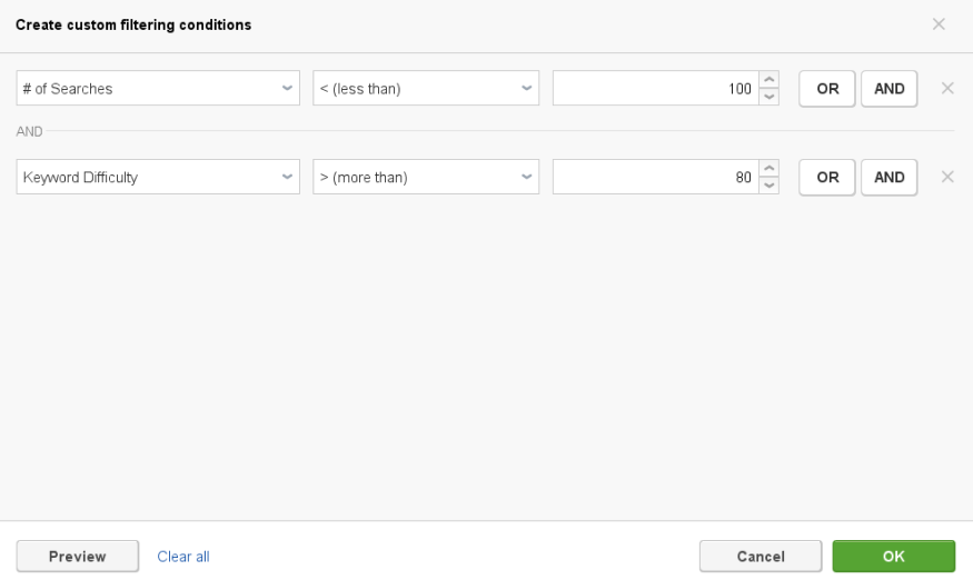 Use filters in Rank Tracker