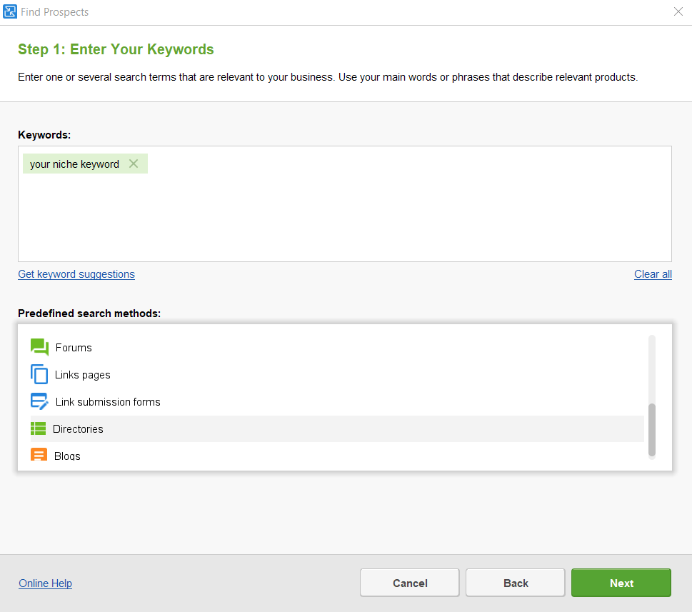 LinkAssistant will discover business and local directories according to your settings