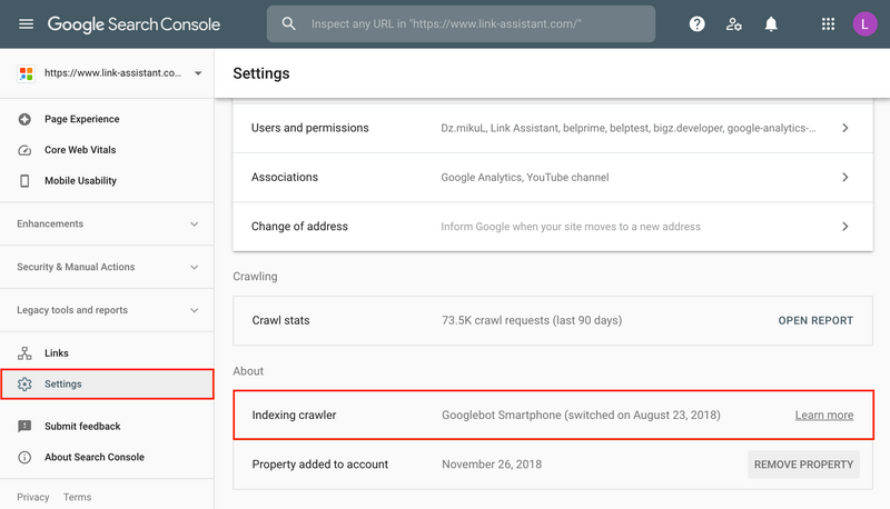How to check indexing crawler in GSC