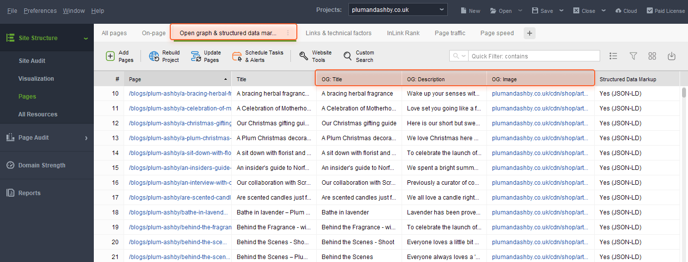 see if OG markup is available on all your pages