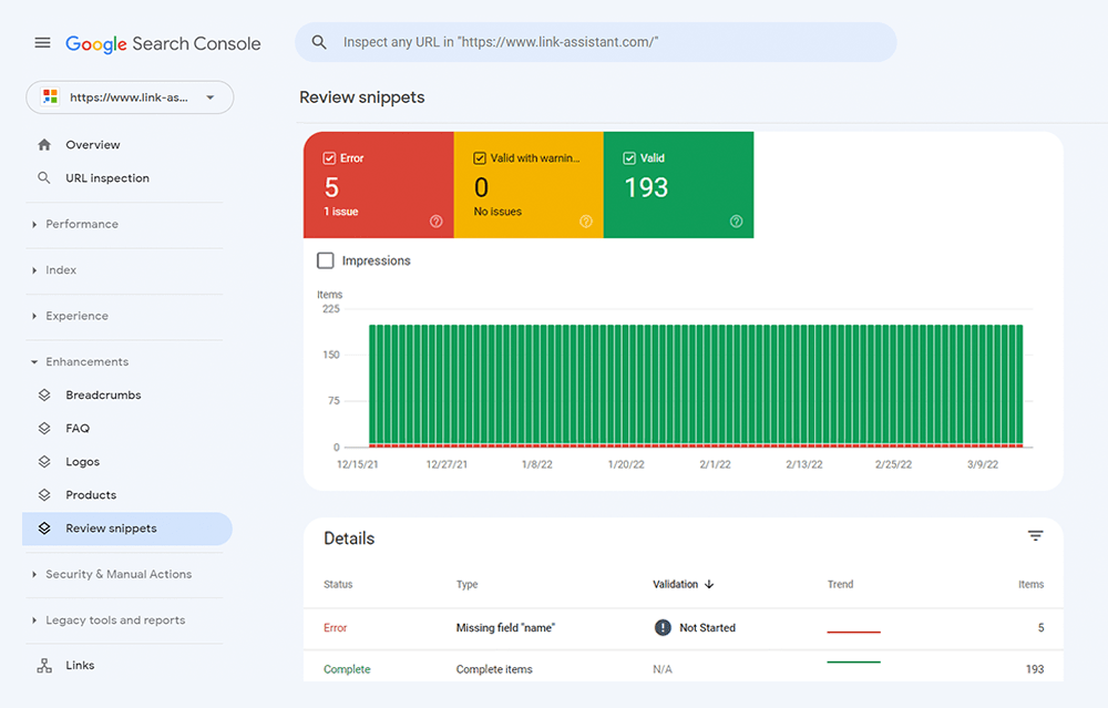 Rich-Suchergebnisse in der Search Console prüfen