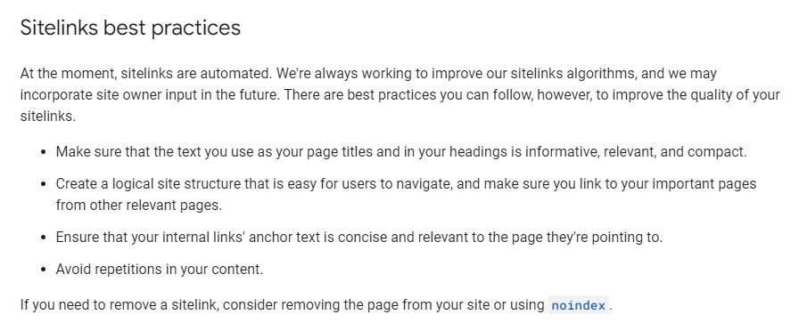 an excerpt about stelinks from Googl's documentation