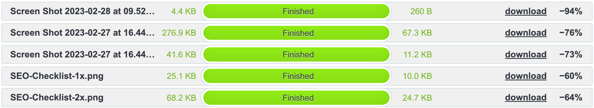 Image compression results from TinyPNG