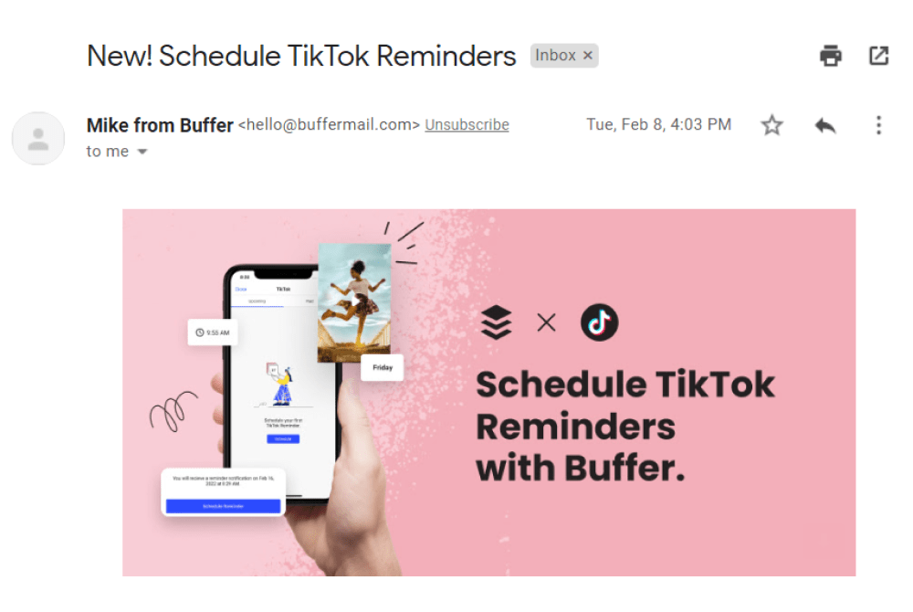 an update email