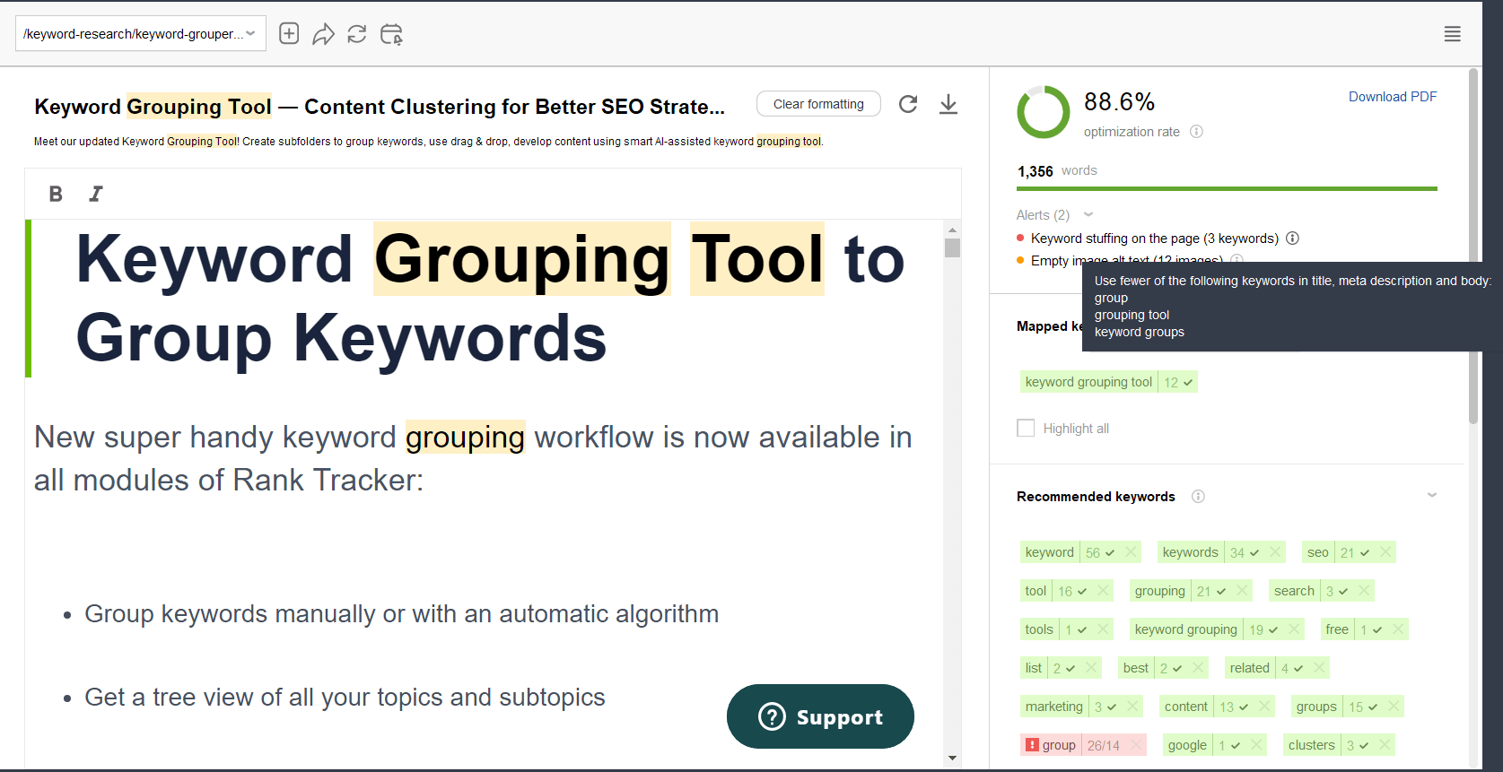 Content Editor checks that your meta snippet is the main content is not keyword stuffed